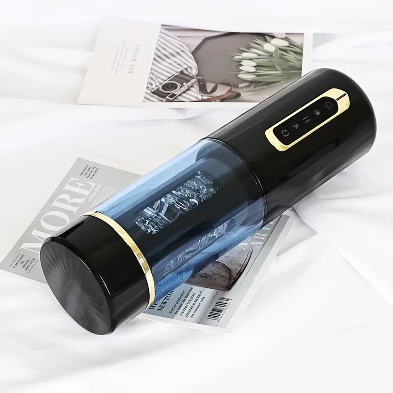 Black and transparent adult toy with gold accents, showing t