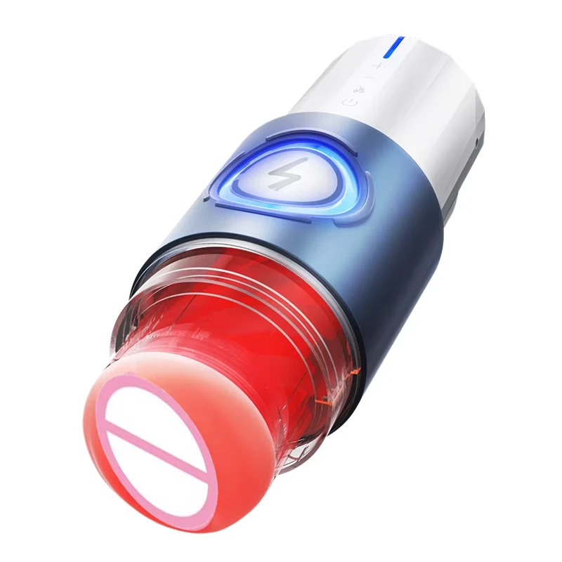 Self Heating Male Sex Toy - Thrusting Masturbation Cup (ABS/TPE) 9 abs plastic masturbation sleeve ribbed