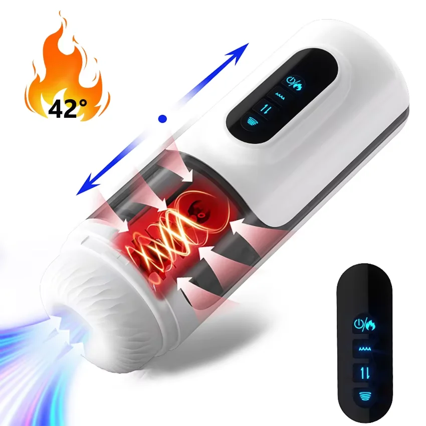 Automatic Male Masturbator - Telescopic, Sucking, Heating 8 automatic male stroker with intensity levels