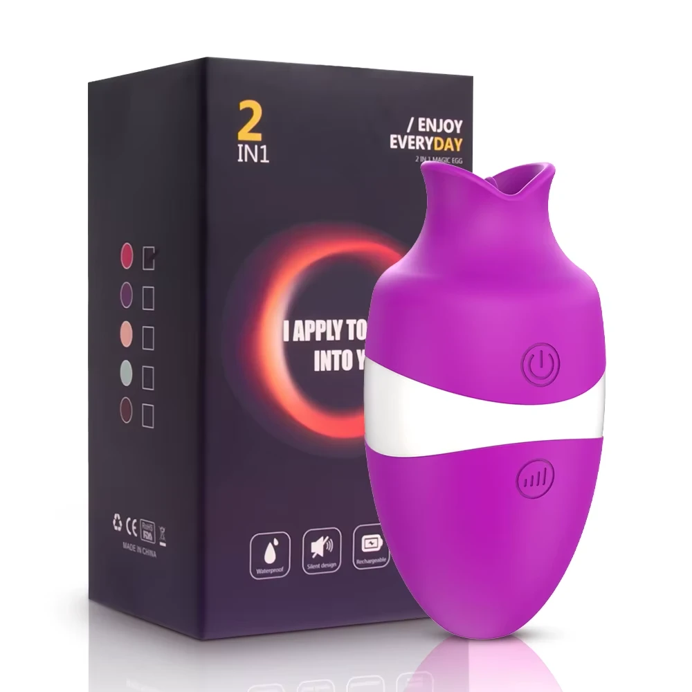 Vibrating Licking Sucking Clitoral Tongue Toy - Silicone, Vacuum Suction 10 clitoral licking vibrator product photo