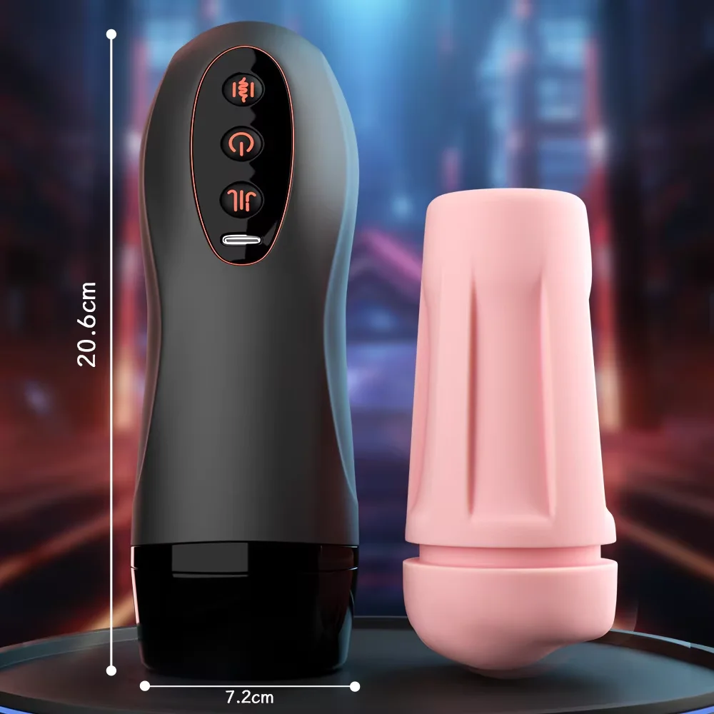 Vibrating Male Masturbator - Heating, Suction Cup (TPE) 10 compact tpe masturbation cup textured