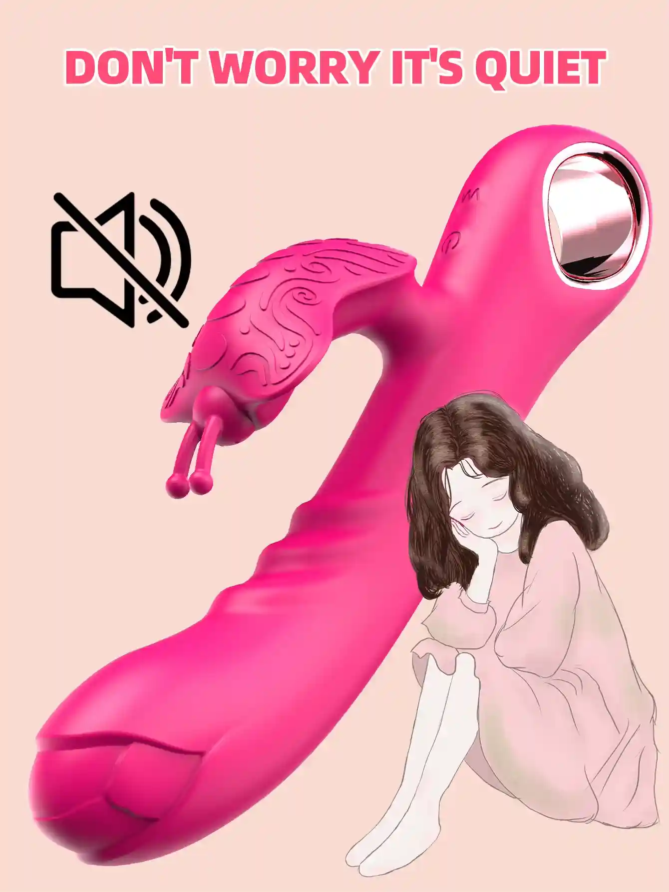 Sex Toys Rose Vibrator Dildo - Butterfly Clit Massager (Silicone) 14 dual motor rose dildo vibrator