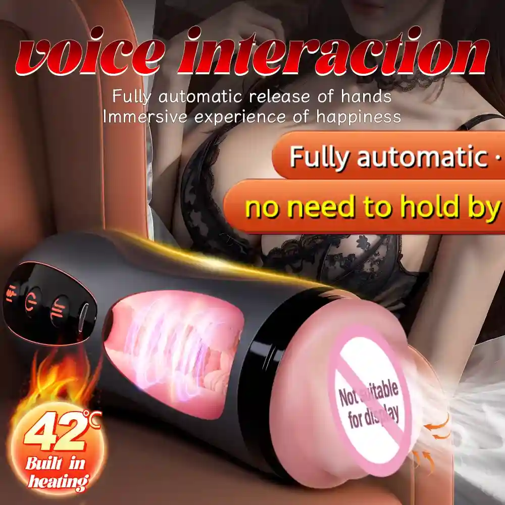 Vibrating Male Masturbator - Heating, Suction Cup (TPE) 12 flesh colored tpe masturbator ribbed