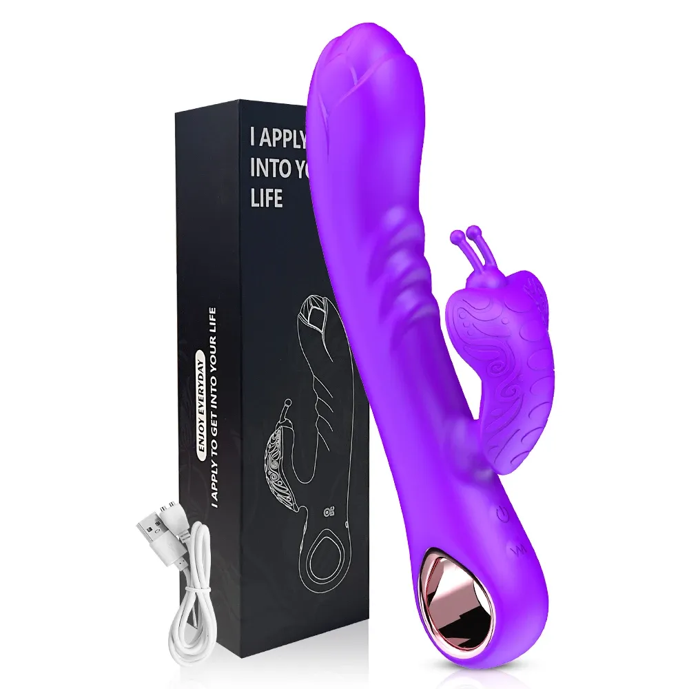 Sex Toys Rose Vibrator Dildo - Butterfly Clit Massager (Silicone) 3 g spot and clit vibrator butterfly