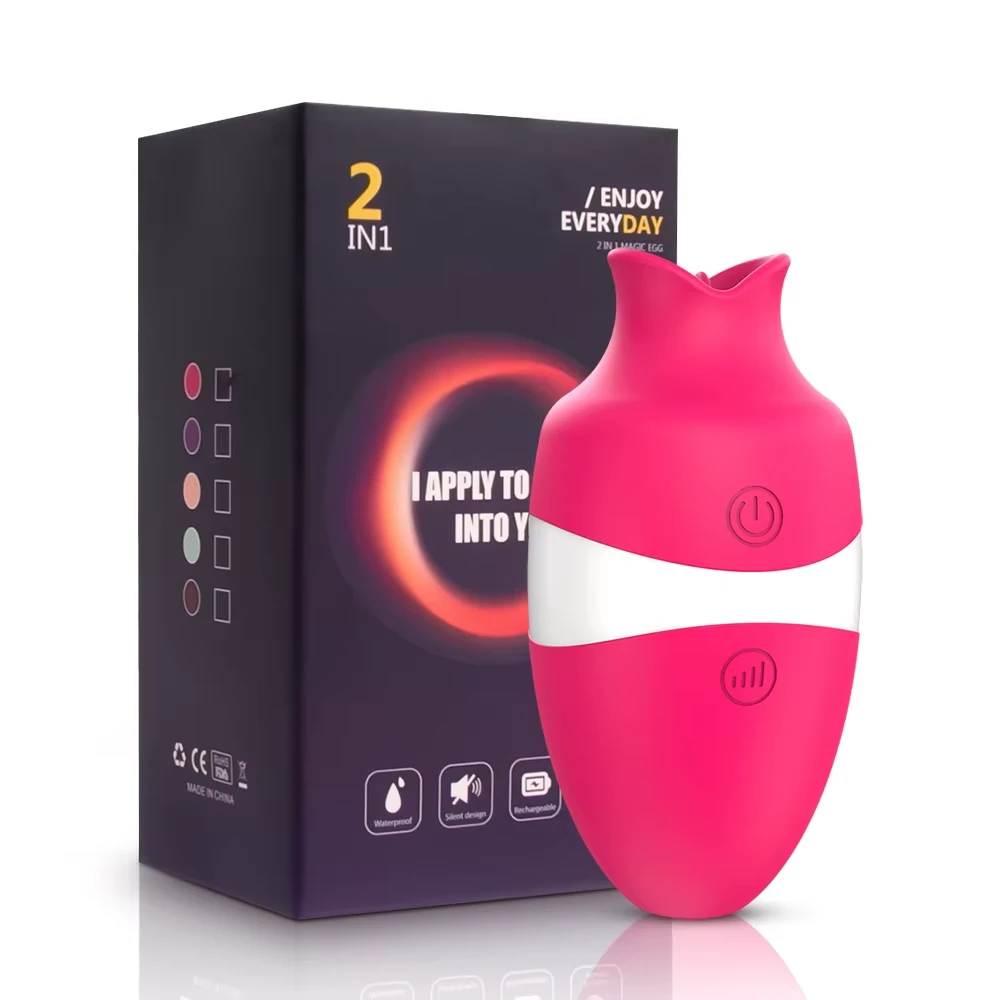 Vibrating Licking Sucking Clitoral Tongue Toy - Silicone, Vacuum Suction 12 g spot tongue vibe waterproof