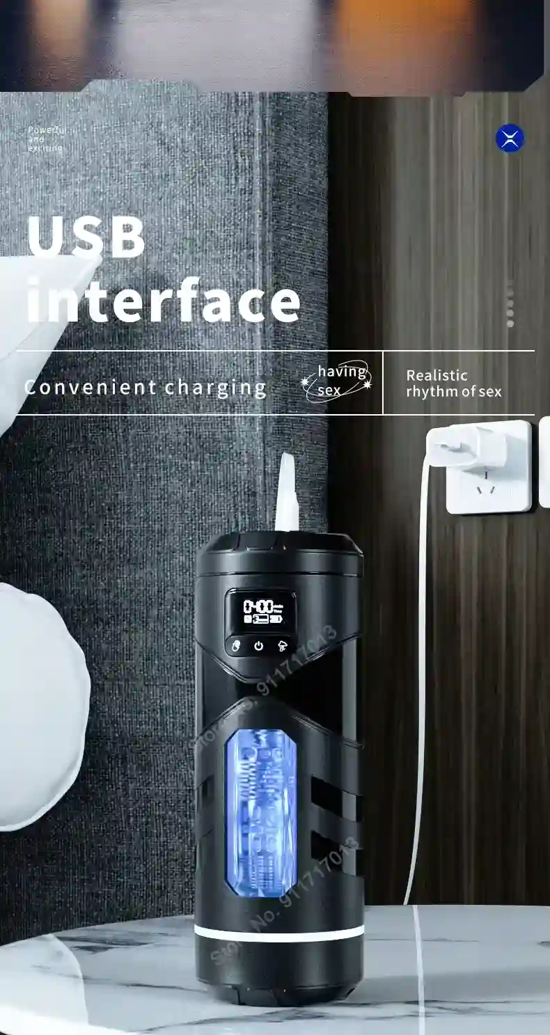 Male Masturbator - Heated Sucking Pocket (TPE) 13 heated masturbator cup rechargeable electric