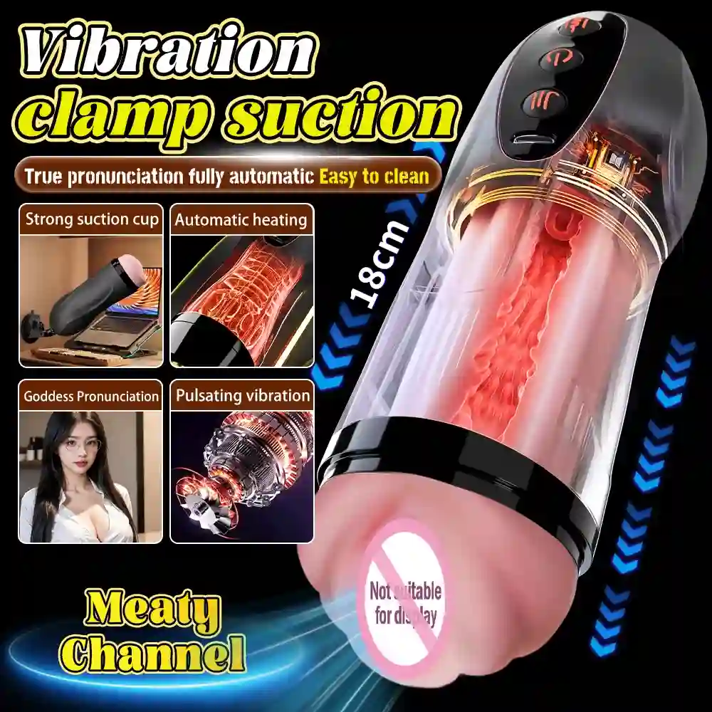 Vibrating Male Masturbator - Heating, Suction Cup (TPE) 13 heating realistic tpe masturbation cup