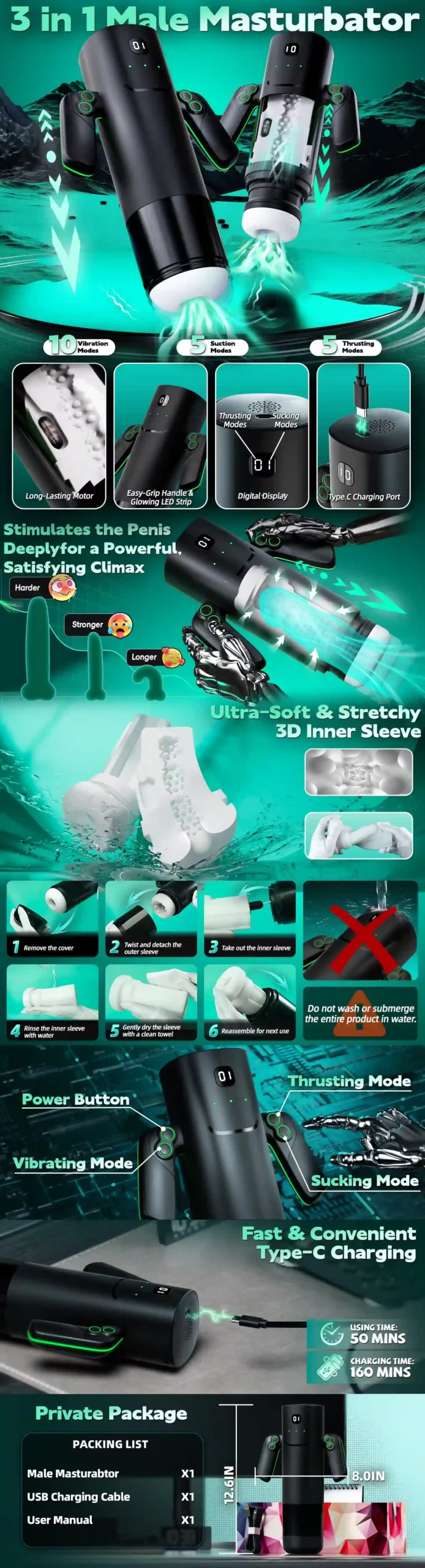 Male Masturbators Cup Adult Sex Toys - Thrusting, Suction, TPE 8 omyskystore com black abs male masturbator cup scaled