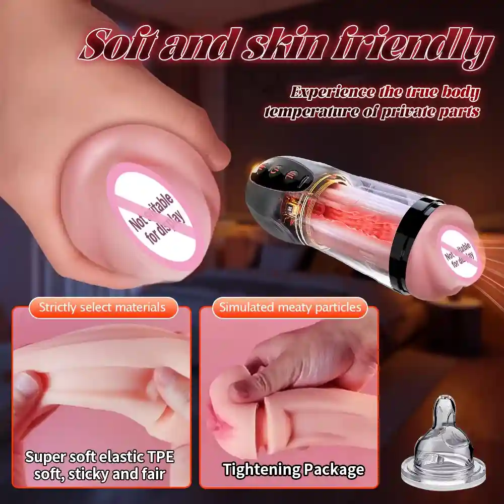 Vibrating Male Masturbator - Heating, Suction Cup (TPE) 15 omyskystore com tpe vibrating male masturbator suction