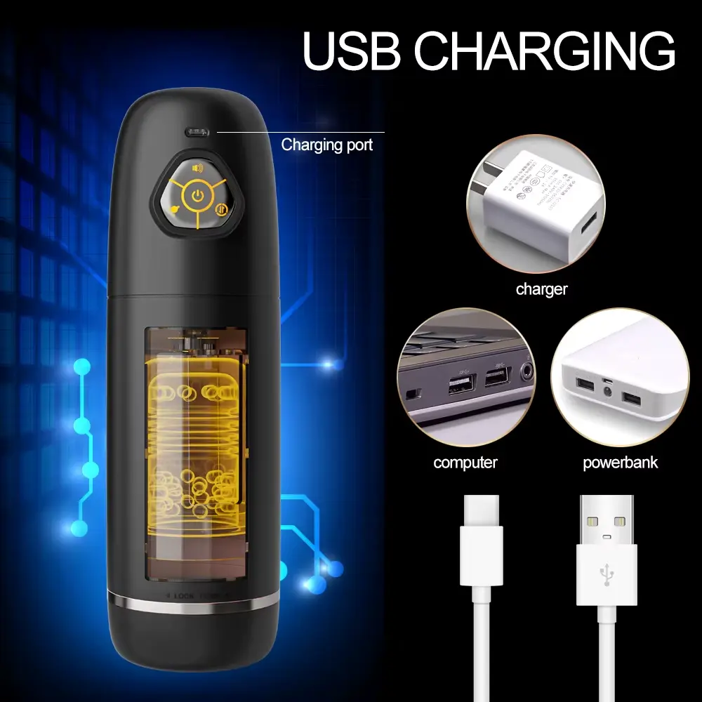 10 Modes Automatic Thrusting Rotating Male Masturbator - Silicone 28 soft tpe male masturbator sleeve