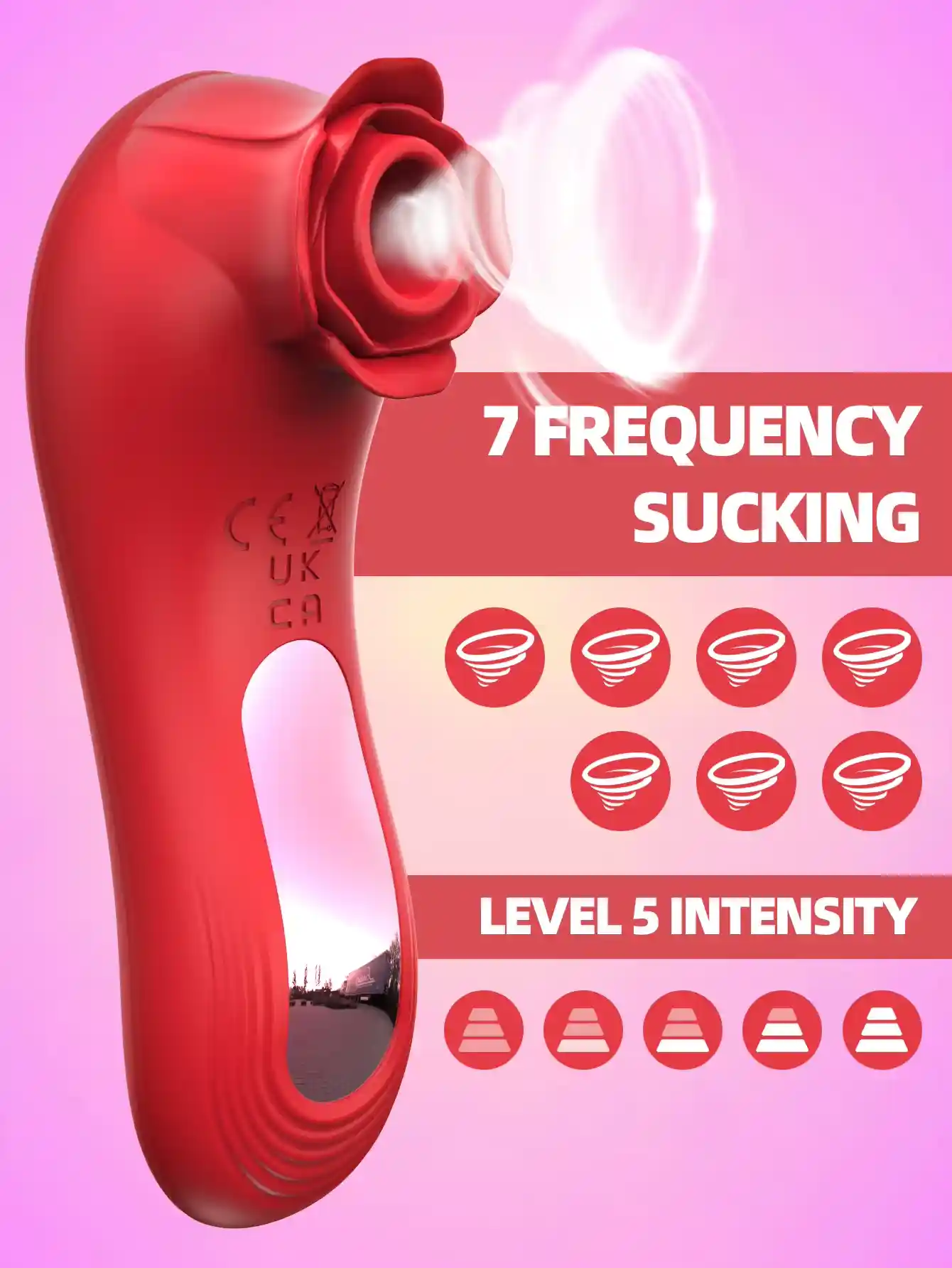 Clitoral Sucking Vibrator - Rose, Silicone, Mini 16 sucking rose vibrator travel size