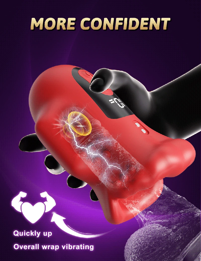 Stroker - Glans Trainer with Vibration (Silicone) 31 vibrating male stroker red lips