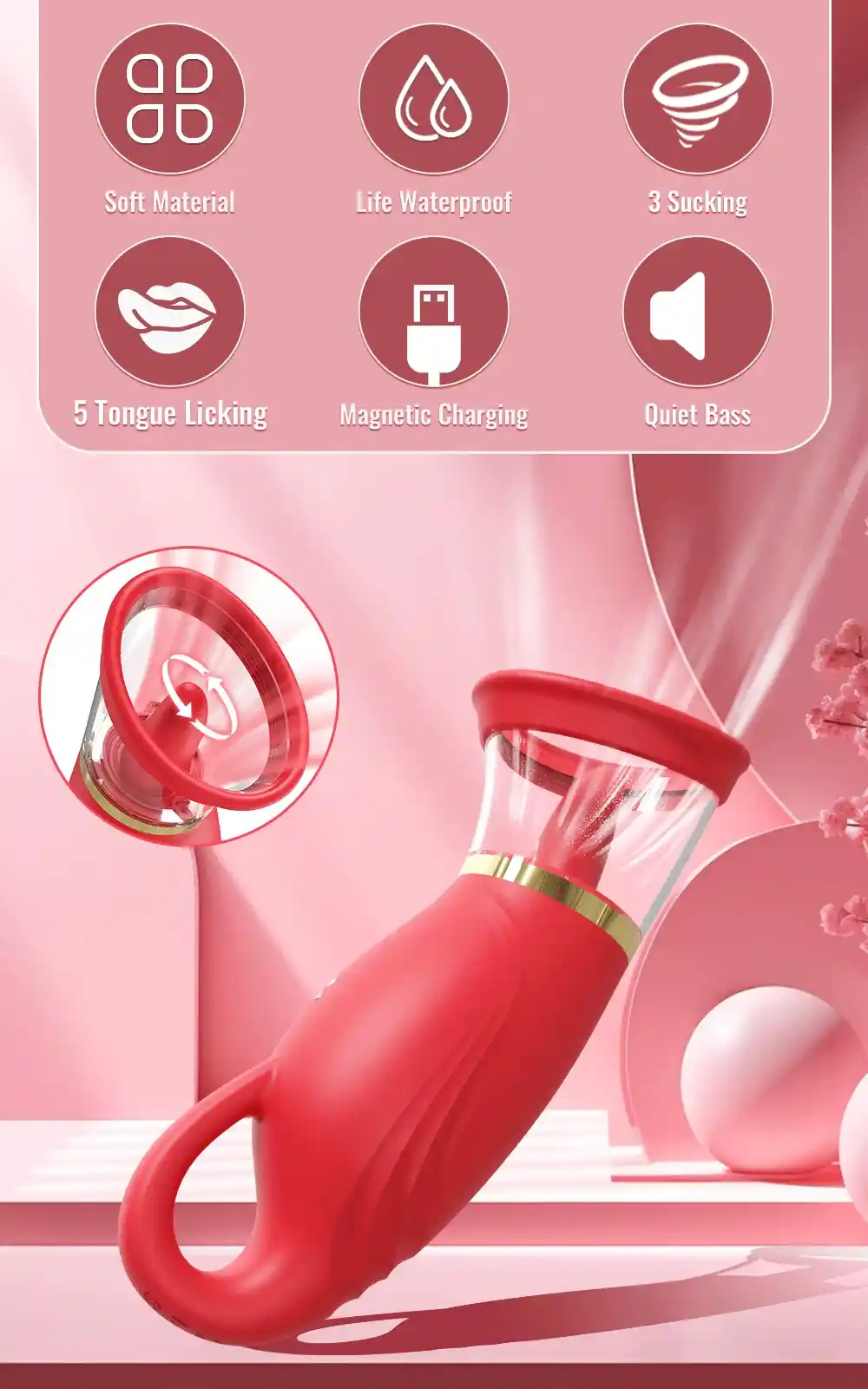 Clitoral Tongue Licking Vibrating Toy - Silicone Vibrator 39 vibrating massager with tongue feature