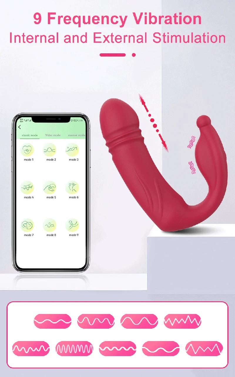 Bluetooth Sex Toys For Women - Thrusting Vibrator, Remote Silicone 17 vibrating wand with remote control feature