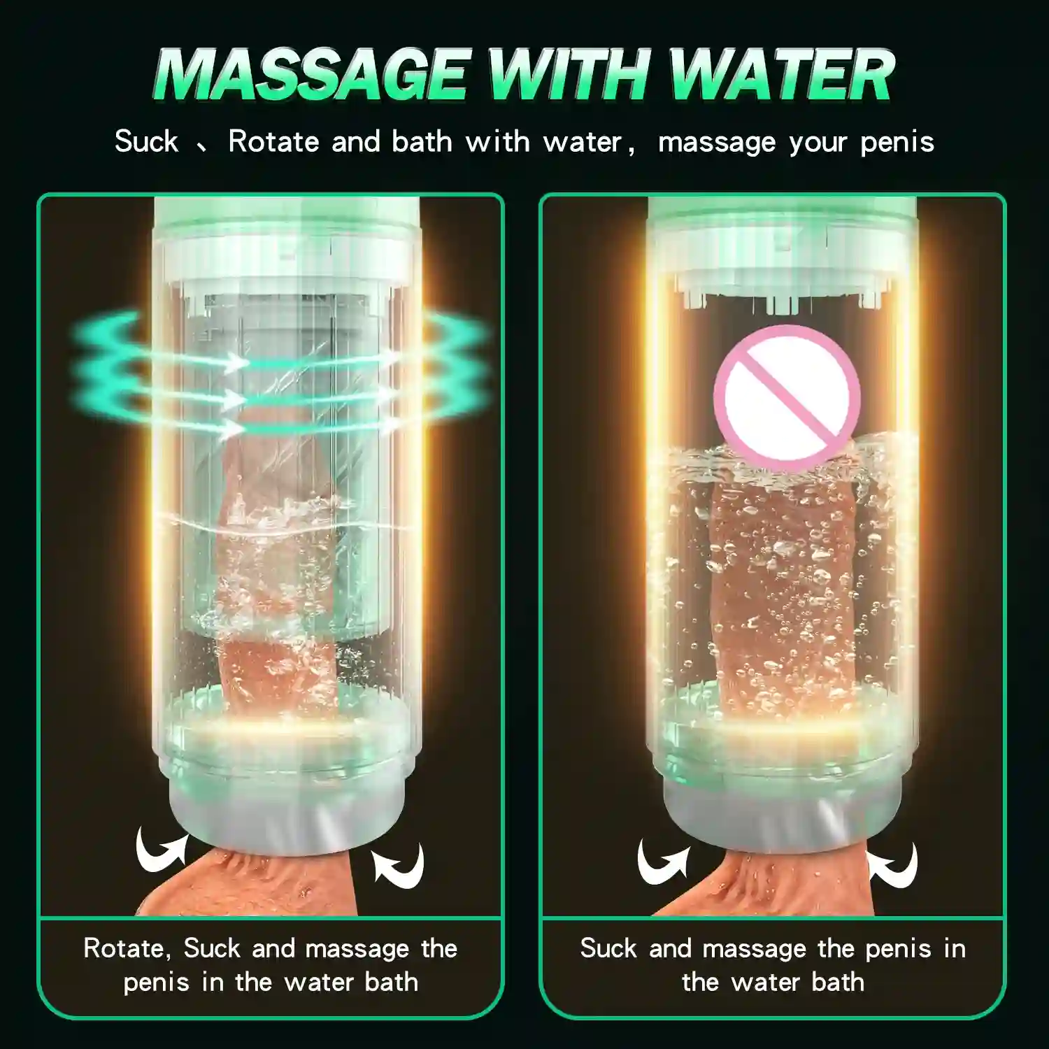 Male Masturbator - Rotating Sucking Cup (Silicone) 22 water bath male masturbator cup