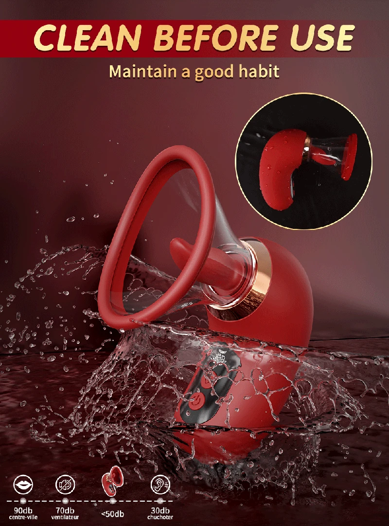 Clitoral Tongue Licking Vibrating Toy - Silicone Vibrator 44 water resistant tongue licking vibrator