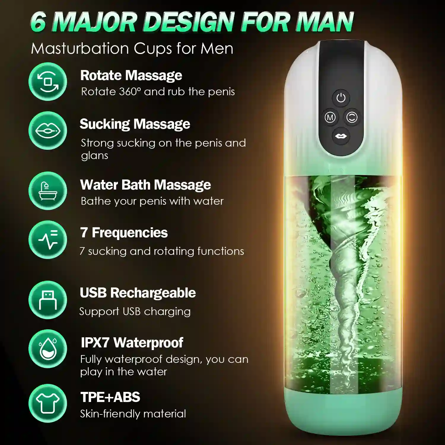 Male Masturbator - Rotating Sucking Cup (Silicone) 21 waterproof male masturbator cup electric